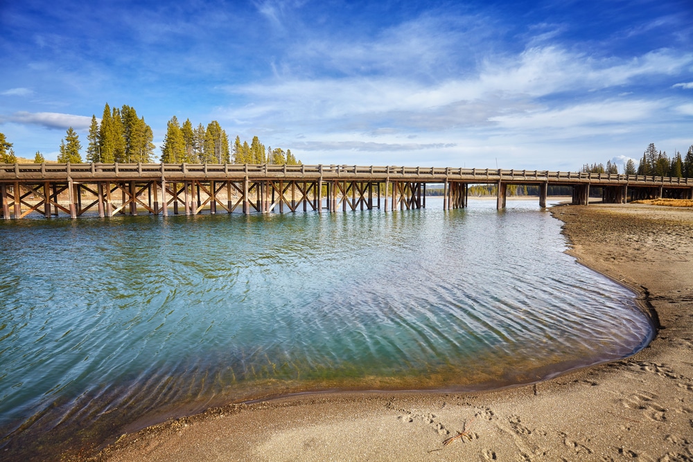 Fishing,Bridge,In,Yellowstone,National,Park,,Wyoming,,Usa.